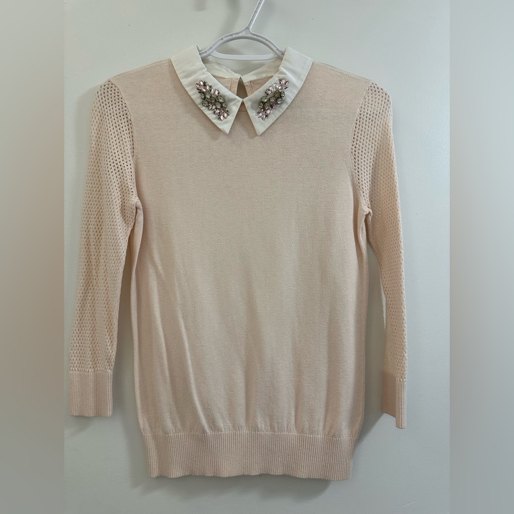 Ted Baker London Pink Sweater with Embellished Collar
